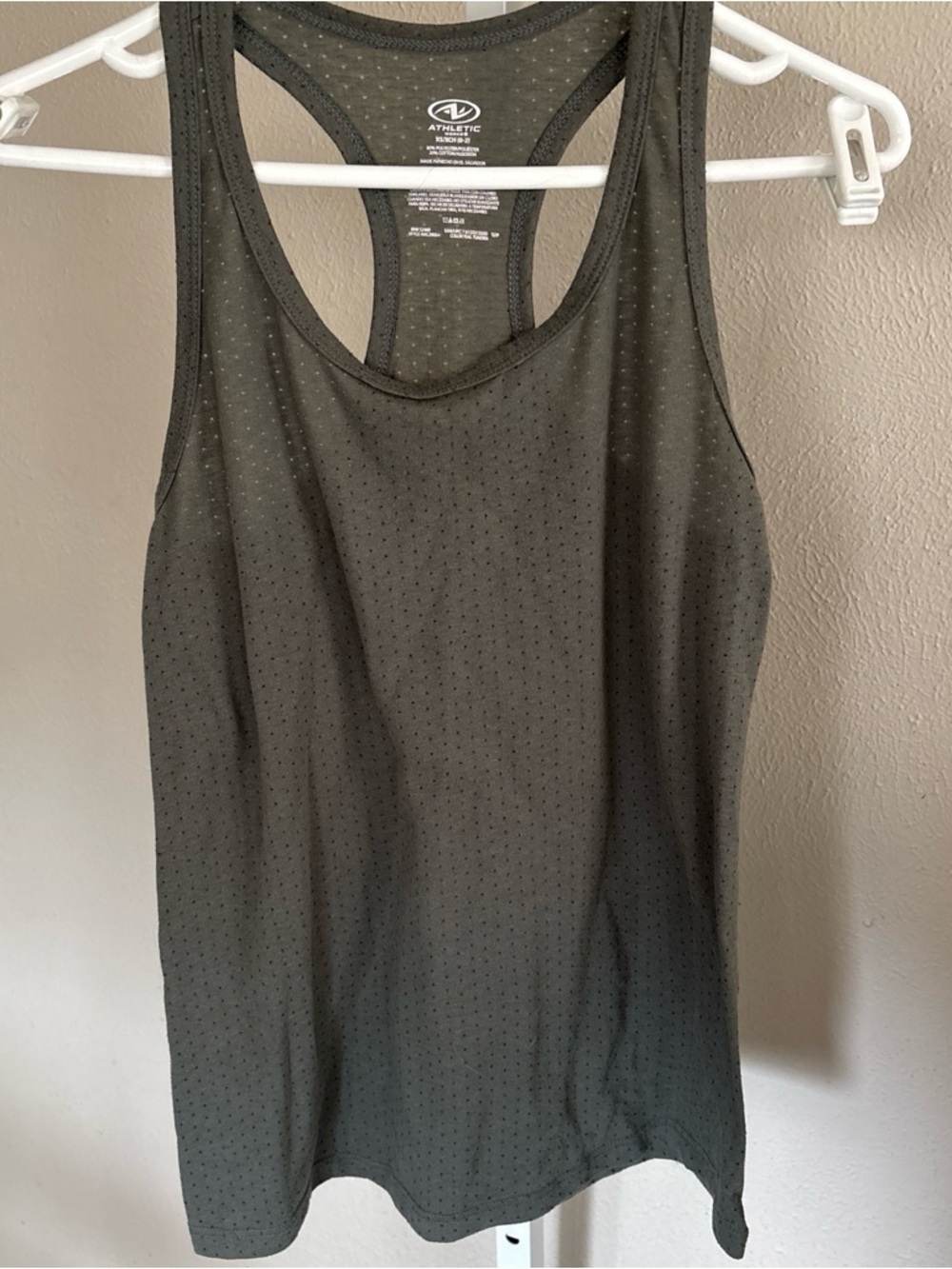 Athletic Works Olive Green Perforated Racerback Tank